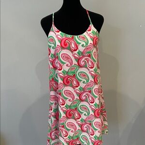Pink Green Paisley Spaghetti Strap Slip Dress like new spring - summer looks